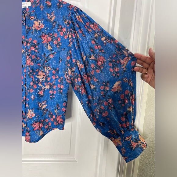 Isabel Etoile Marant Floral Print Snap Button Up Blouse Top Sz Fr 34 - Picture 3 of 13